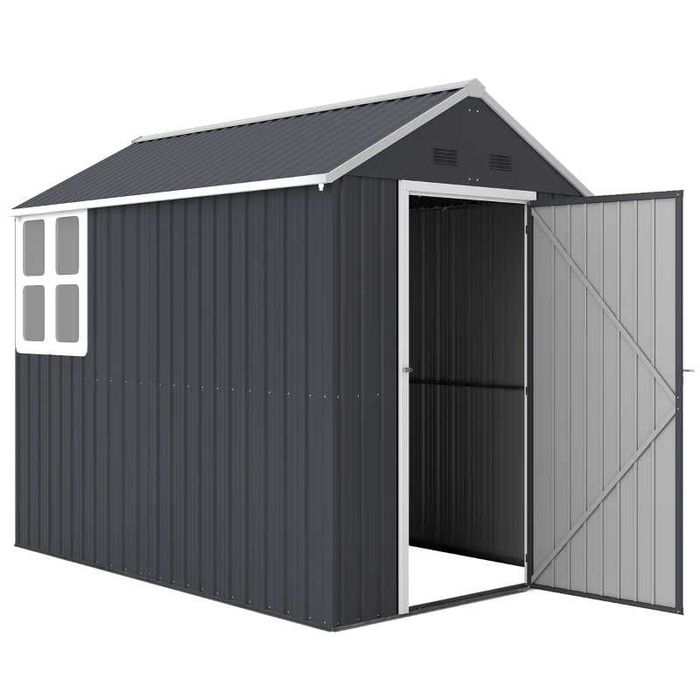 Градински навес Outsunny, метален навес за инструменти, двойна врата, прозорец, 259x172x222 см