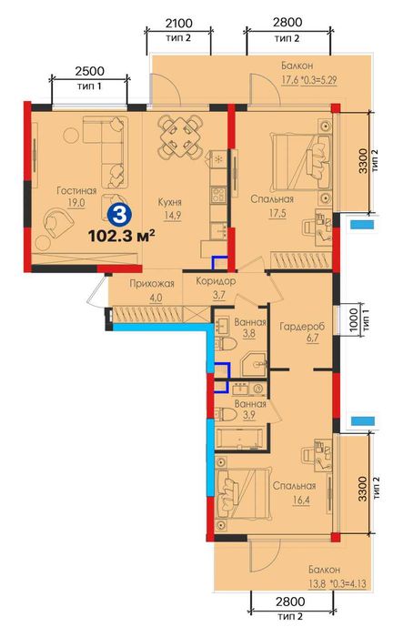Статус и комфорт! 3-комнатная квартира премиум-класса! ШК