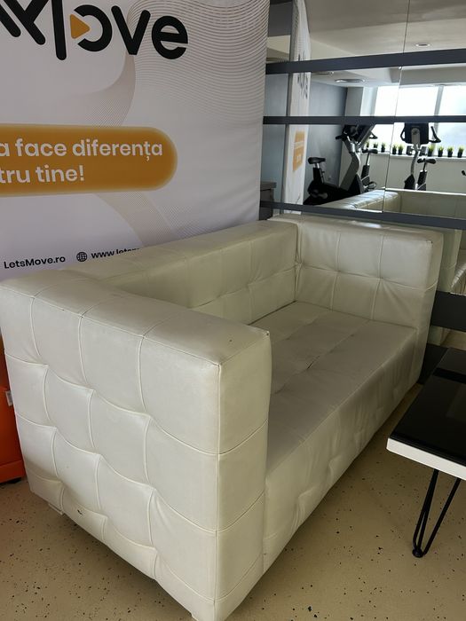 Set 2 Canapele Moderne Albe (2 locuri) - Ideale Office / Recepție