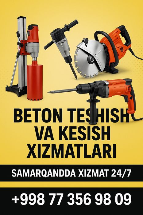 Beton teshish beton kesish beton buzish transha qozsh xizmatlar mavjud