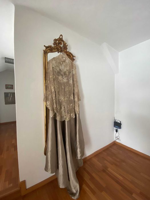 rochie lunga eveniment designer satin dantela marime M