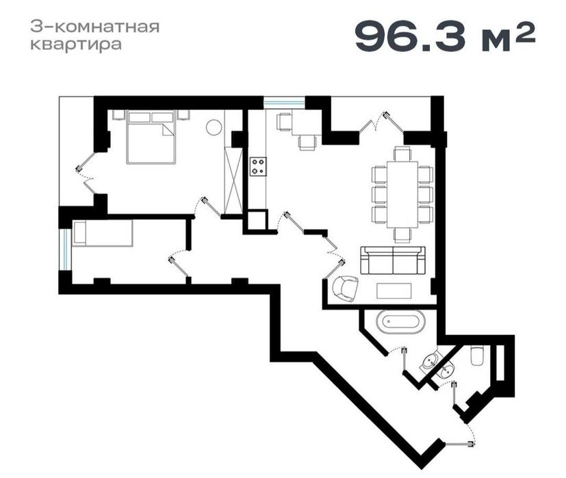 *BINKAT Ш.Руставелли 3ком квартира 96м2 Коробка,лучшая инвестиция
