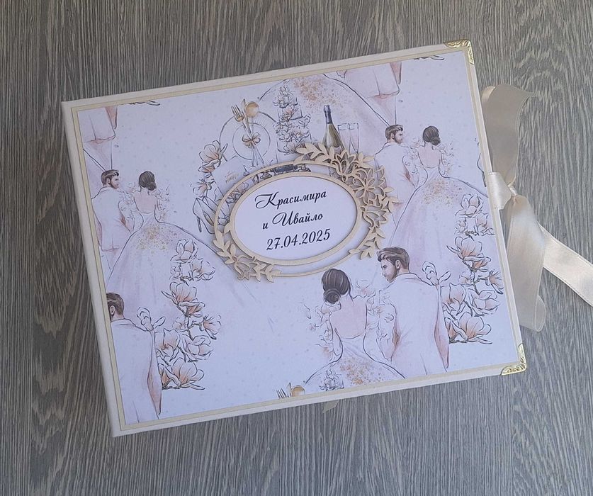 Сватбен албум "Тя и Той" в бяло и ванилия, ръчна изработка /24.10