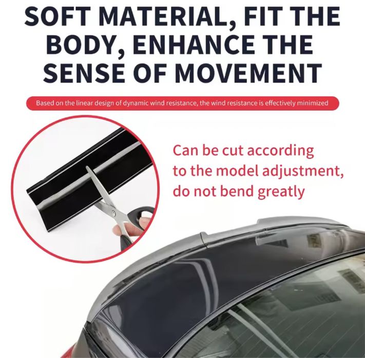 Универсален Спойлер Карбон Черен  от 3 части (118-138 см)