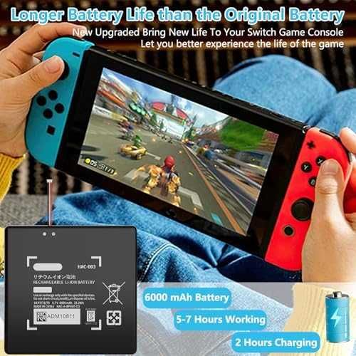 Нова Батерия 6000mAh HAC-003 за Nintendo Switch HAC-001 Подобрена Клетка