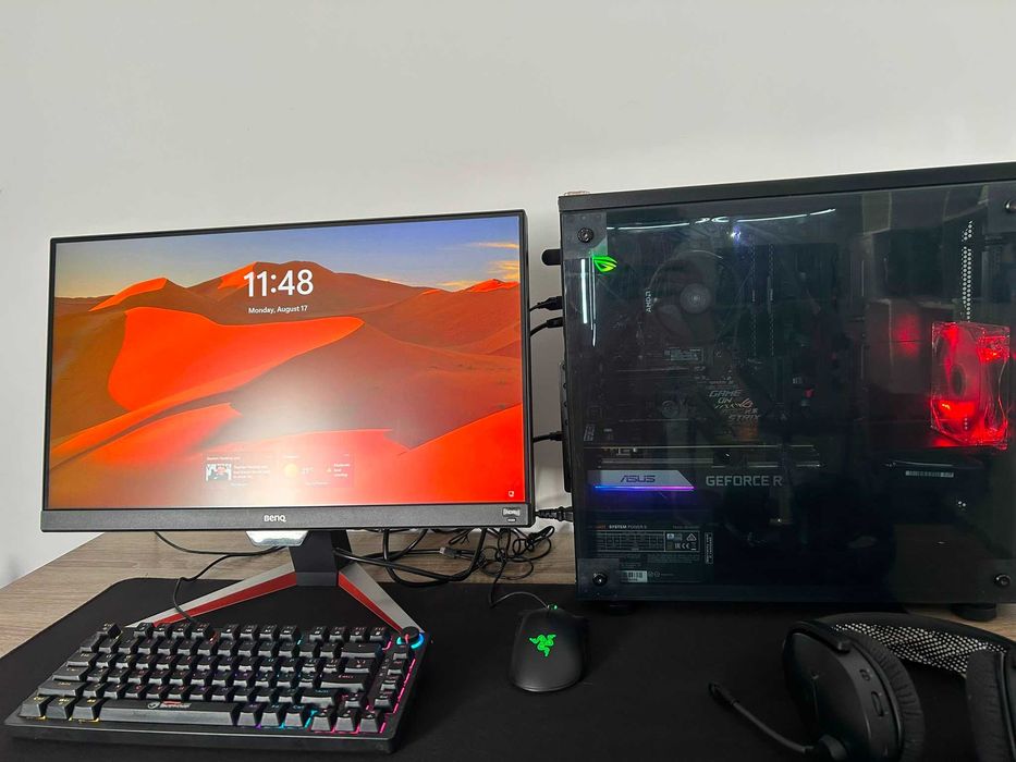 Setup Complet Gaming: PC RTX 3060 Ti + Ryzen 5 + 32GB RAM | Monitor BenQ 165Hz | Periferice Razer & HyperX