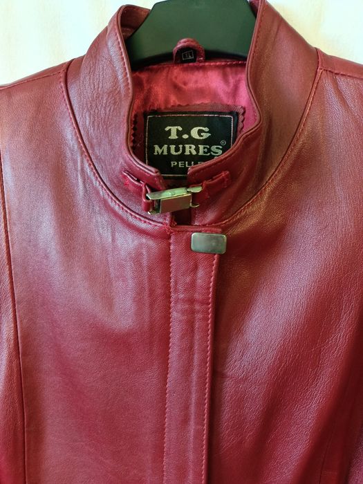 Haina piele 3/4 marime XL, culoare rosu-grena