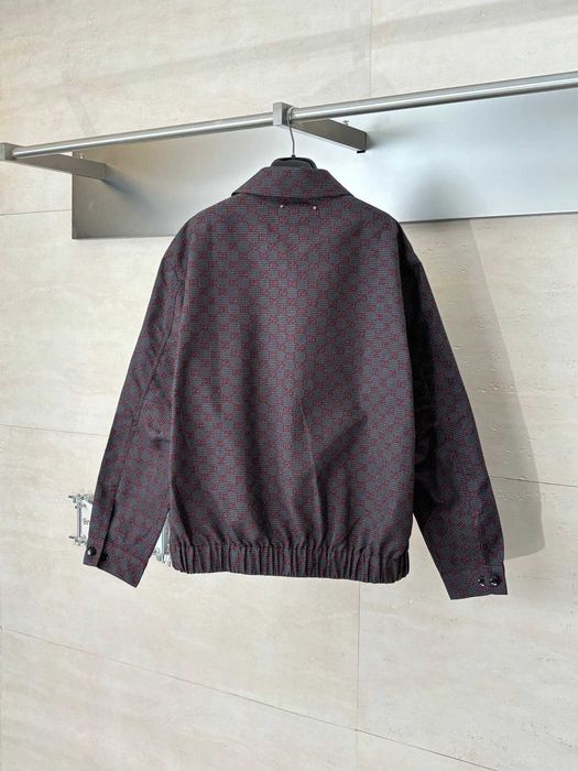 Gucci Double G All-over jacquard Houndstooth Lapel Zip-Up