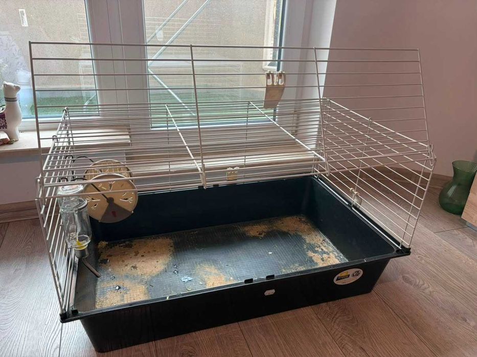 Клетка за гризачи 80x50x46 + поилка за вода + колело за сено - подходяща за морски свинчета