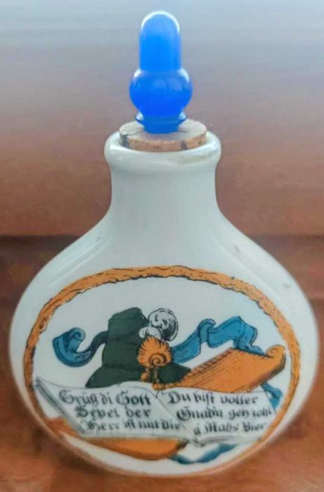 Vând recipient 1900/sticluta parfum decorativ porțelan, dop original,