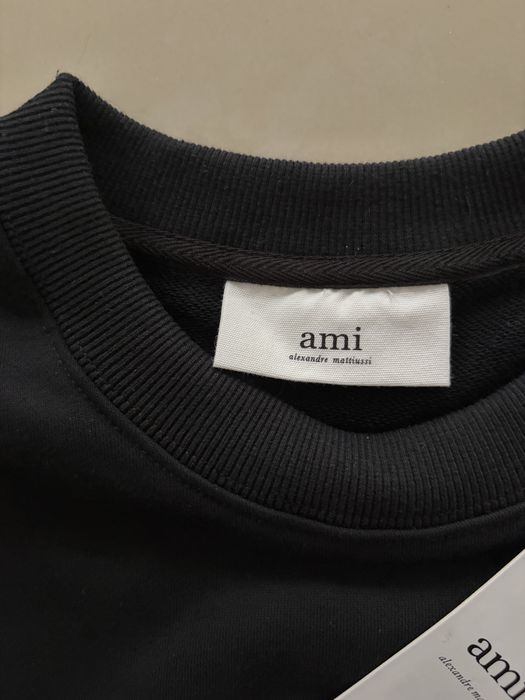 Bluză AMI Paris Negru Crewneck (Material Sweatshirt) Inima Roșie M Nou