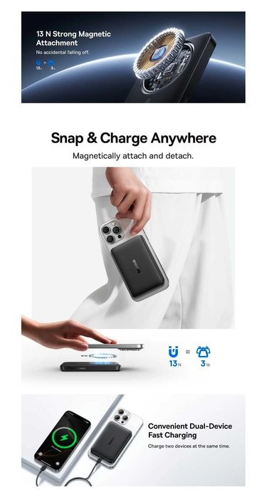 Baseus FM12 Qi2 Magnetic Power Bank 10000mAh PD22.5W for iPhone 16 17