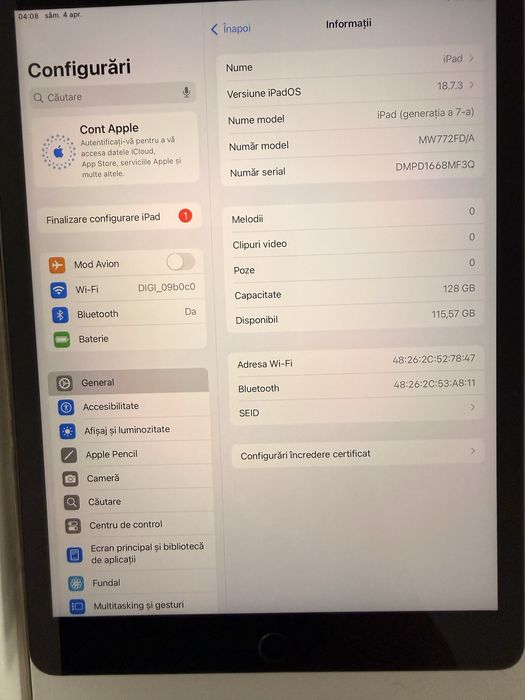 Apple iPad Generatia 7, 128GB, impecabila!