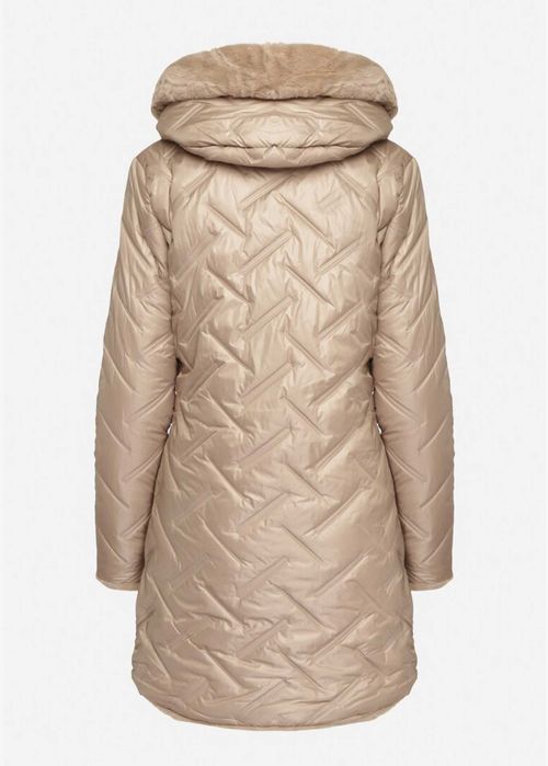Geaca dama de iarna bej, parka, cu gluga si blanita, S/36, nou