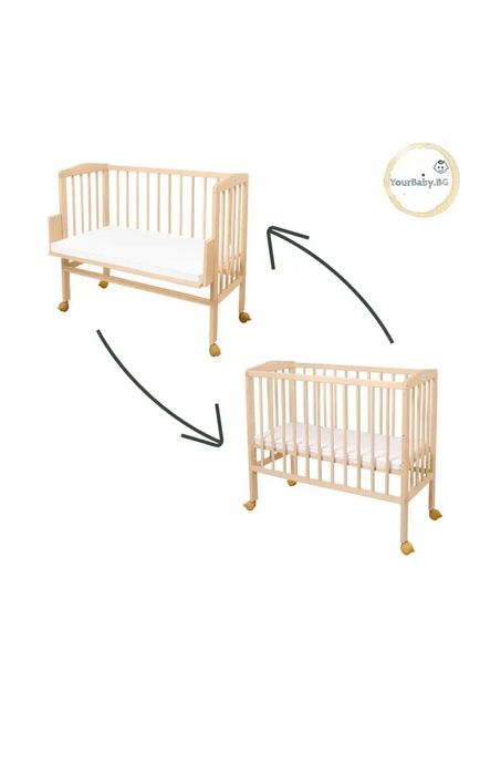 Дървено легло Next to Me, на колелца