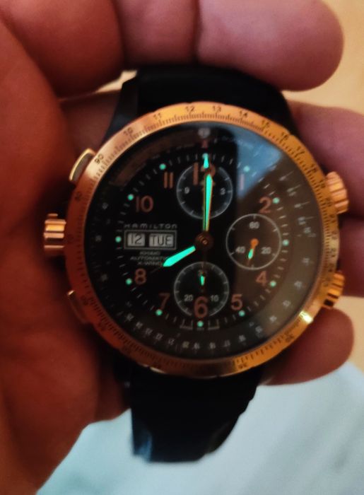 Ceas Hamilton X-Wind rose gold nou valjoux 7750 tag heuer longines