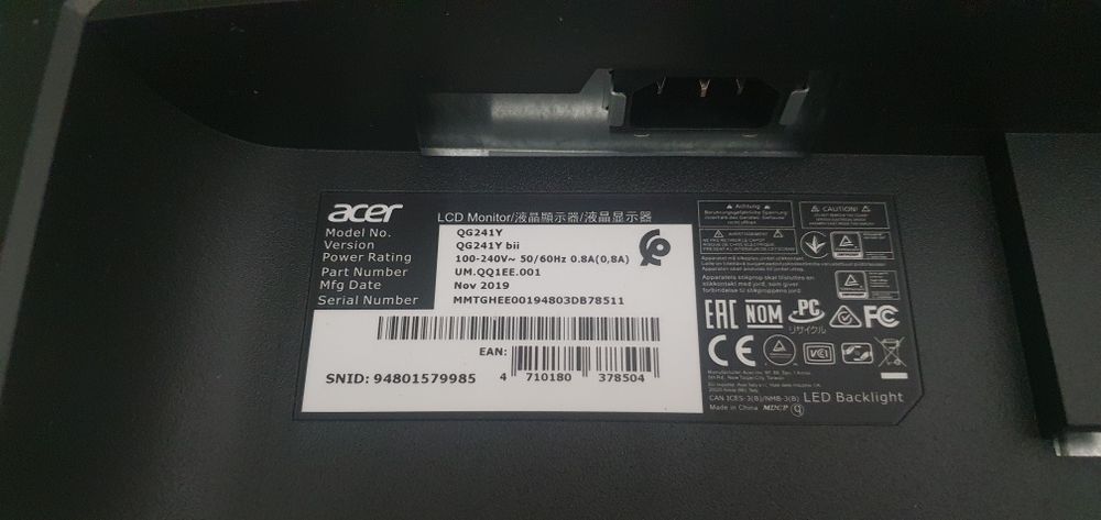 Монитор Асер Nitro QG241Ybii Black 24' FHD