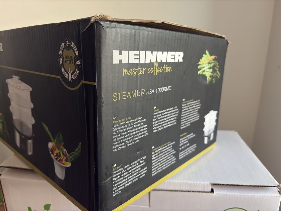 Aparat de gatit cu aburi Heinner HSA-1000XMC, 1000 W, 12 l, Argintiu