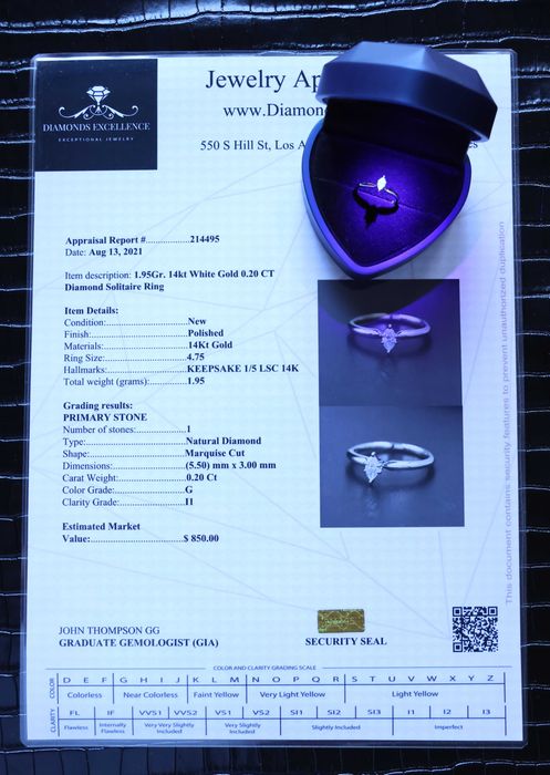 Нов Златен Пръстен с 0.20кт Естествен Диамант