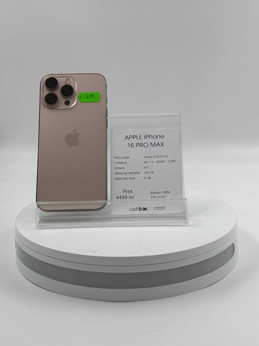 Apple iPhone 16 Pro Max 256 GB 100% baterie Garantie 24 luni CashBox