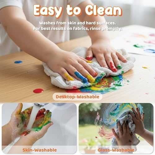 Нови Нетоксични миещи се бои за пръсти 12 цвята комплект 3+ деца игра