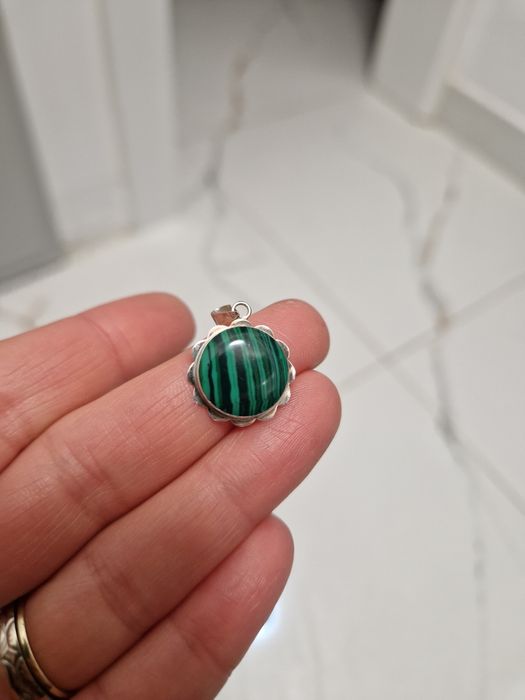 Pandantiv argint si piatra de malachit