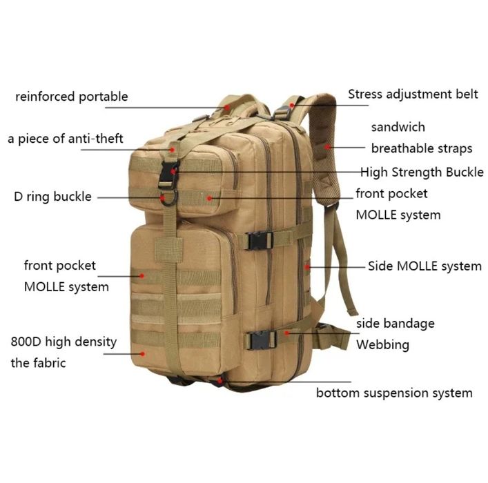 35 литрова Тактическа Molle Водоустойчива военна раница туризъм