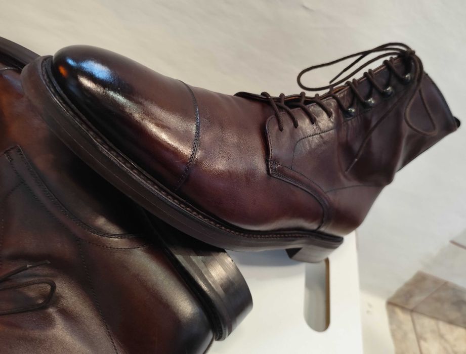 Ghete lace up 44.5 45 de lux Cordwainer lucrate manual piele naturala