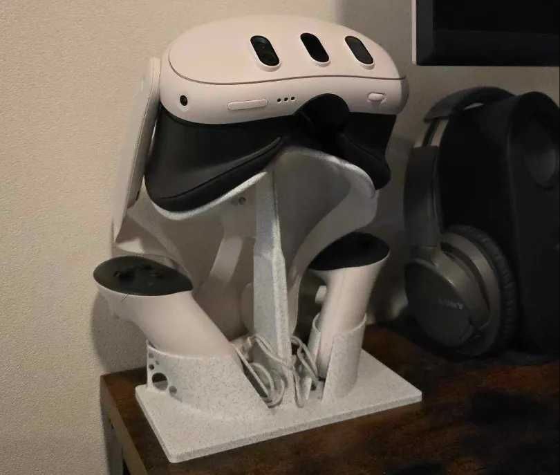 Suport Meta Quest 3 / Oculus Quest 3 VR, stand negru pentru cască și controllere