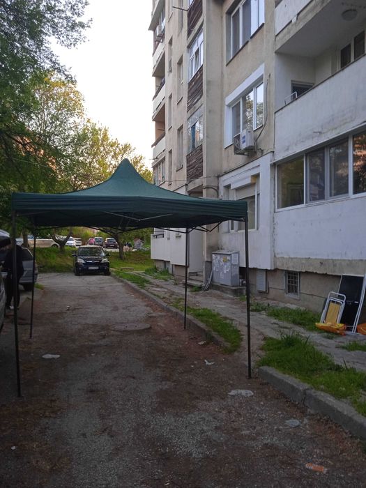 Шатра 3х3м Черна подсилена конструкция, шагрен, неръждаема с непромокаемо покривало