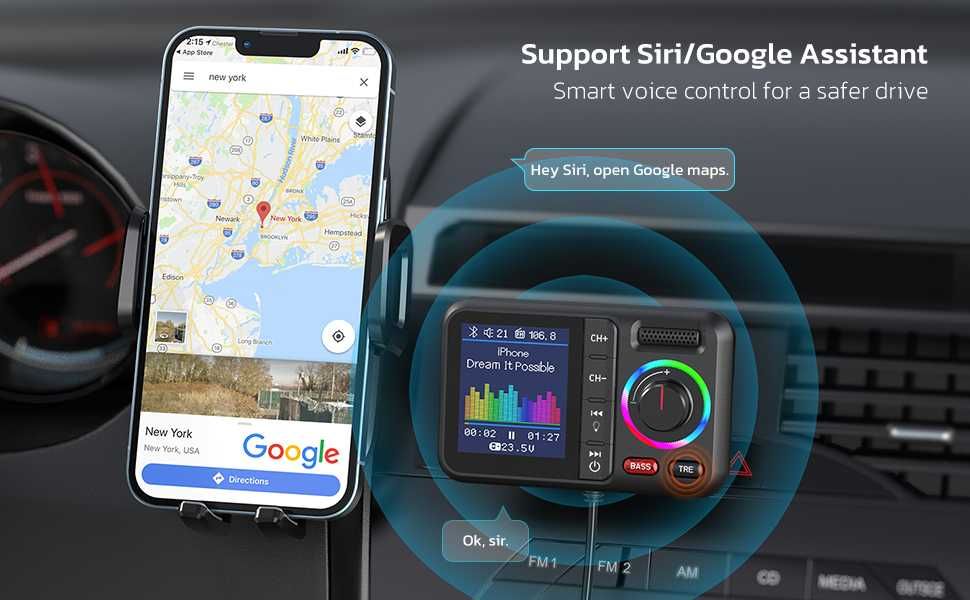 KM28 Bluetooth FM трансмитер тип"Nulaxy*