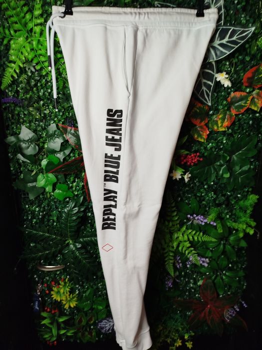 Оригинално мъжко долнище Replay L ново бяло анцуг реплей
