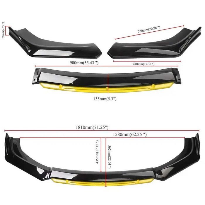Универсален хонда фц5 преден лип спойлер / Universal honda fc5 lip spoiler / добавка за предна броня / нож