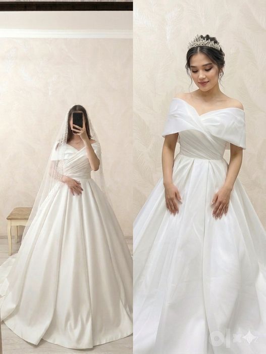 Свадебное платье + съёмный верх + фата/корона/серёжки — 300 $ (торг)