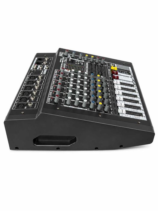 Mixer audio  2 x 500W 6 canale cu amplificator 16 efecte digital DSP USB Bluetooth Egalizator
