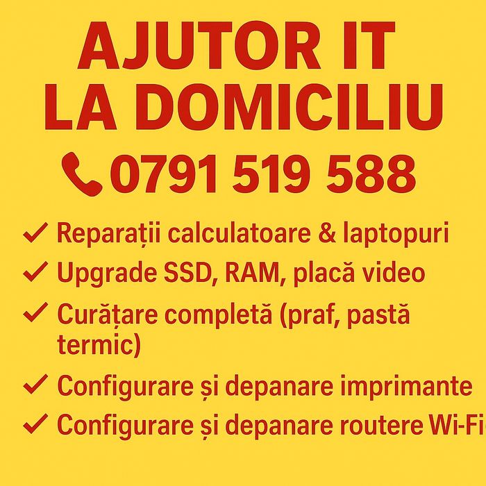 Reparații laptop,calculatoare,imprimante,wi-fi,instalare windows  11