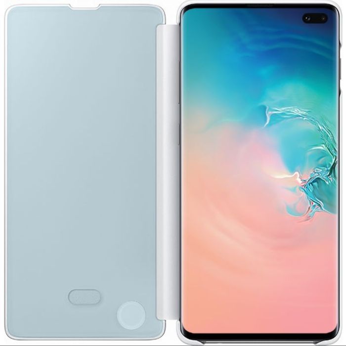 Husa flip smart activa originala Samsung Clear View Cover Galaxy S10+ S10 Plus G975 alb/white