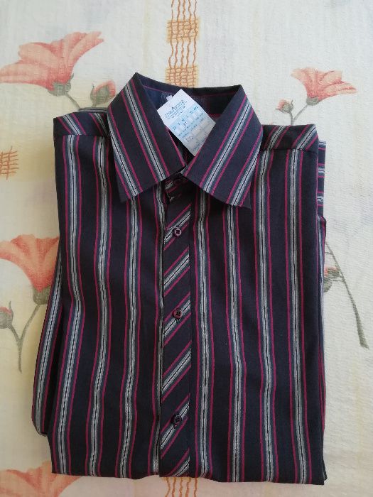 Camasa NOUA neagra cu dungi rosii si gri Teddy`s M