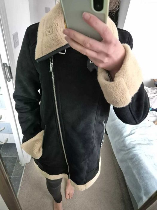 Zara дебело кожено палто  Biker Jacket яке/палто с подплата