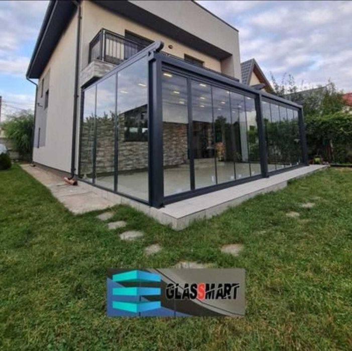 Inchidere Balcone , Terasa , Pergole retractabila cu LED, Bioclimatic Rolling Roof retractabila cu lamela alum., Wintergarden  Acoperis fix din sticla