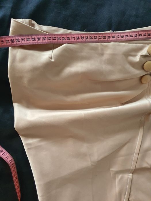Costum damă sacou și fustă satin crem bej șampanie S M office elegant business