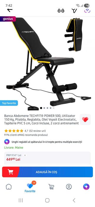 Banca Fitness/Abdomene - TECHFIT POWER 500