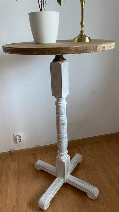 Masă vintage - lemn masiv stejar/ blat de brad