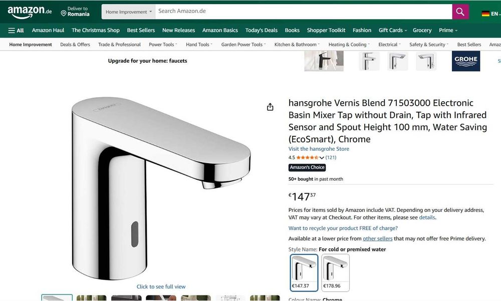 hansgrohe Vernis Blend 71503000 Baterie electronică pentru chiuvetă