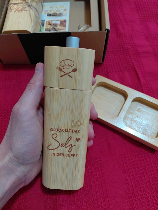 Set de Râșnițe Sare și Piper din Lemn Elb Fuchs, NOI