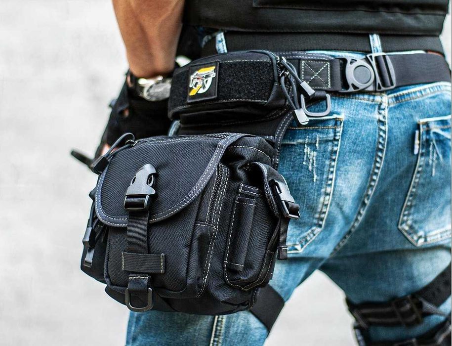 Чанта за крака, голям капацитет, черна, за къмпинг и колоездене