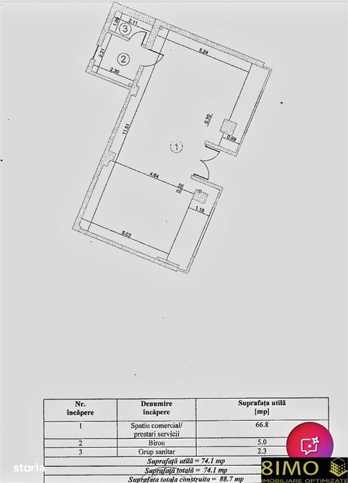 Spatiu ultracentral de inchiriat, 74 mp