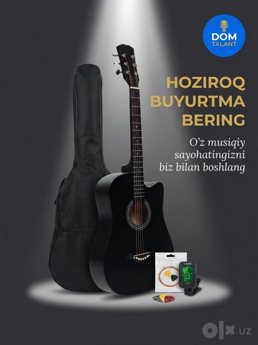 Gitara qora akustik yangi 38 razmer