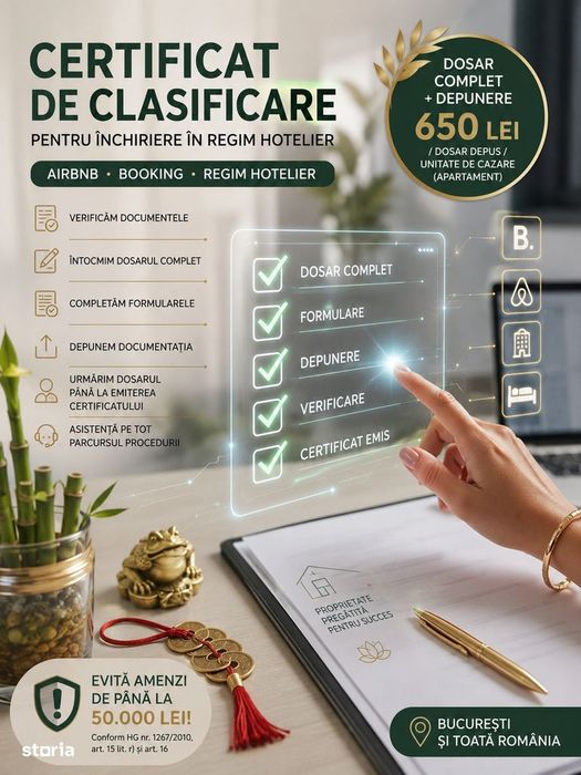 Obținere Certificat de Clasificare pentru Închiriere în Regim Hotelier