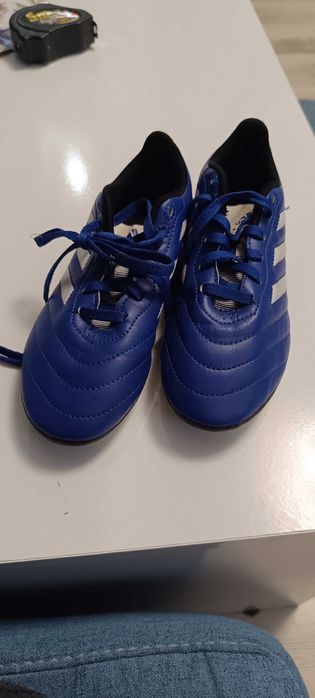 Ghete fotbal copii Adidas albastru/ alb mărimea 34